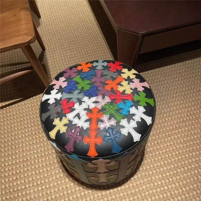 Cross Leather Stool