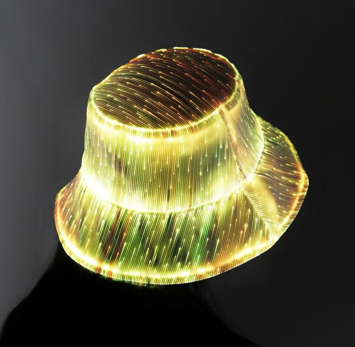 LED Luminous Fiber Optic Bucket Hat – Colorful Y2K Glow Cap