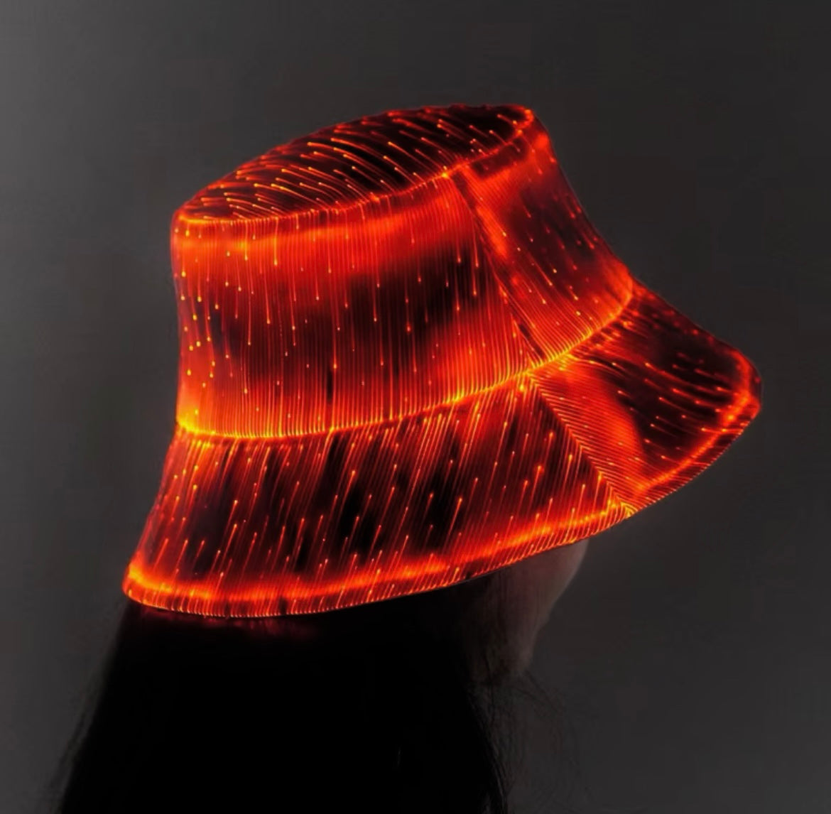 LED Luminous Fiber Optic Bucket Hat – Colorful Y2K Glow Cap