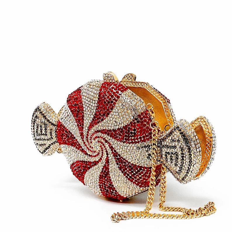 SWAROVSKI CRYSTAL CLUTCH - Candy Shaped Dazzling Party Bag