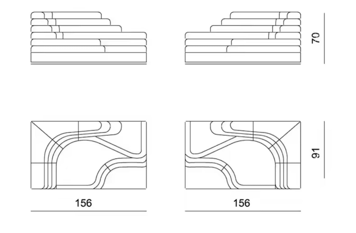 Retro Terraced Leather Modular Sofa