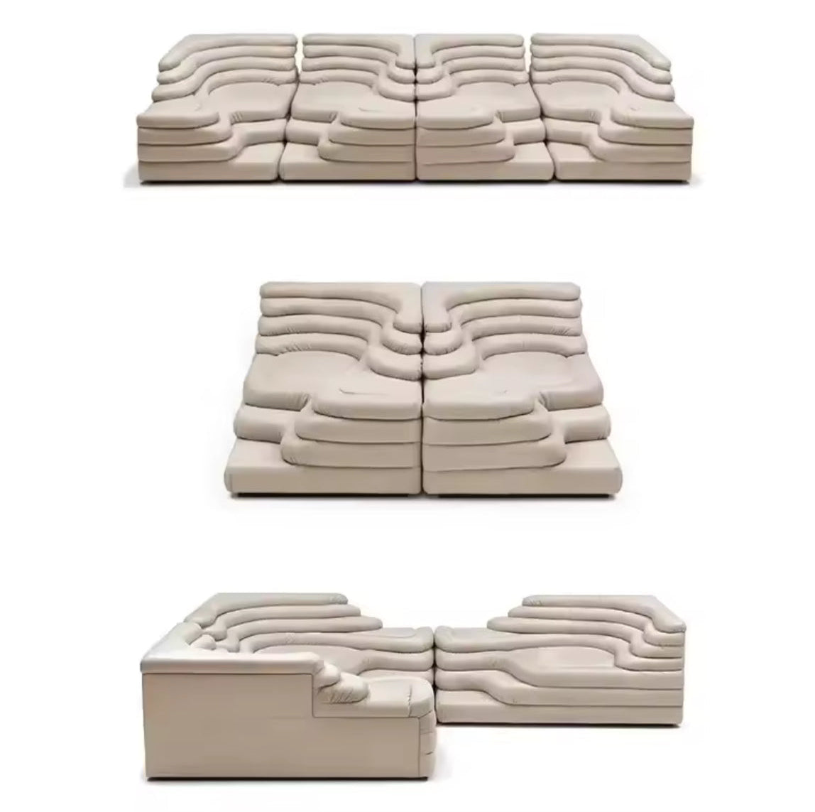 Retro Terraced Leather Modular Sofa