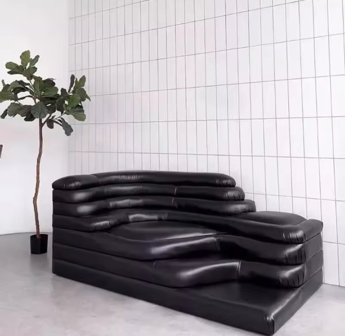 Retro Terraced Leather Modular Sofa