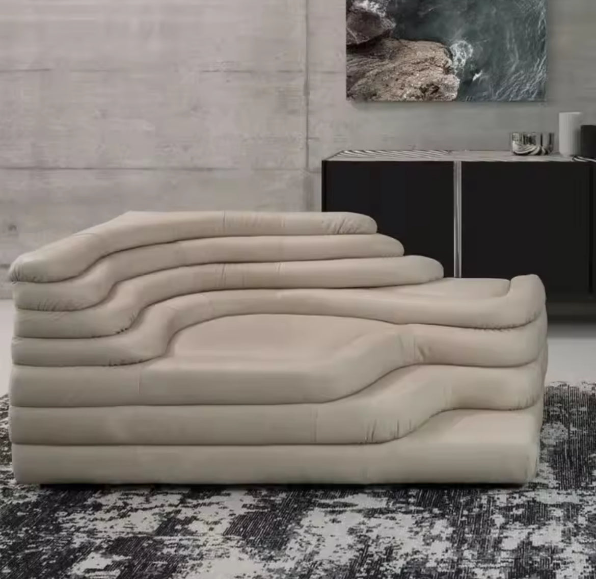 Retro Terraced Leather Modular Sofa
