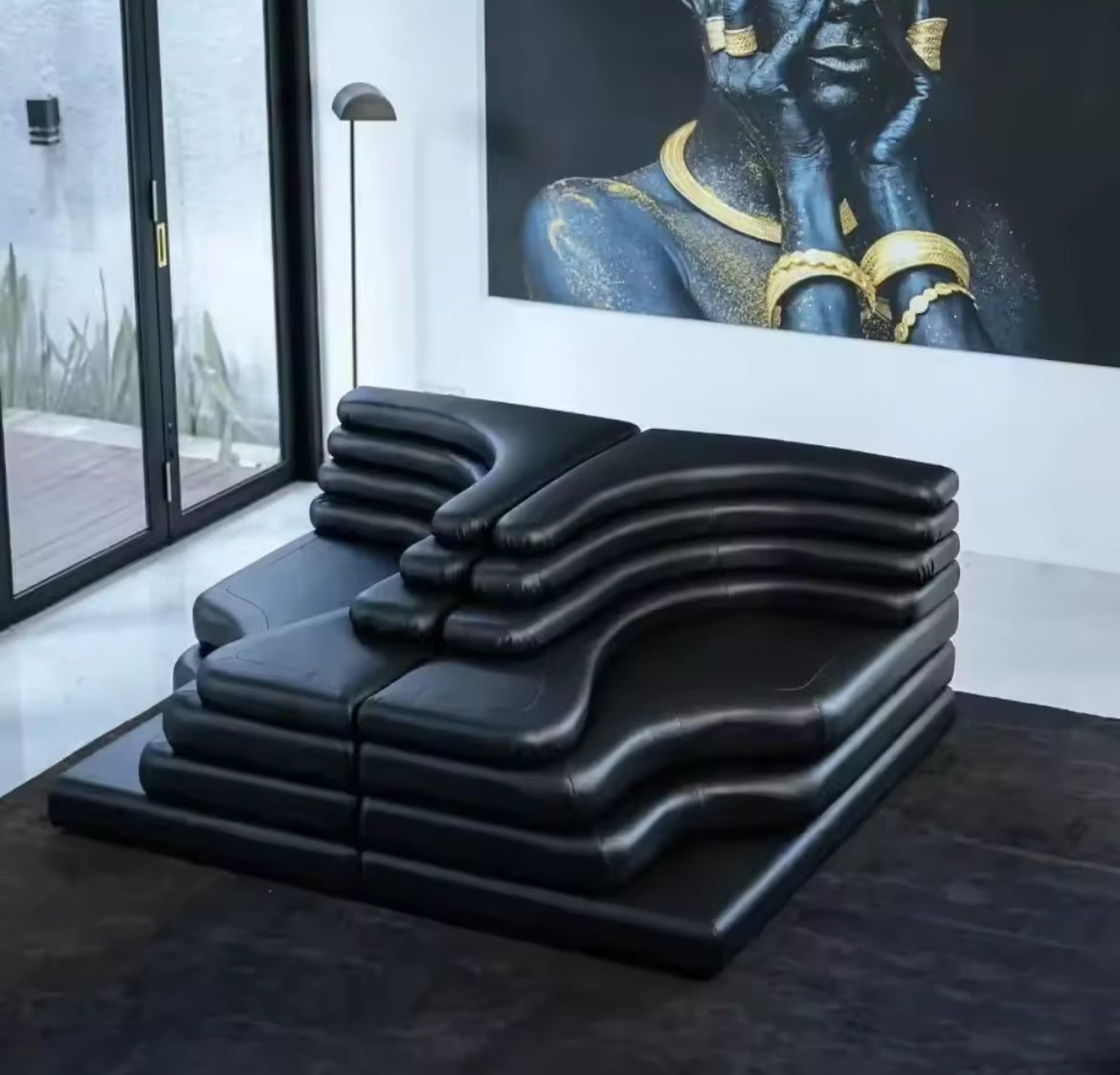 Retro Terraced Leather Modular Sofa