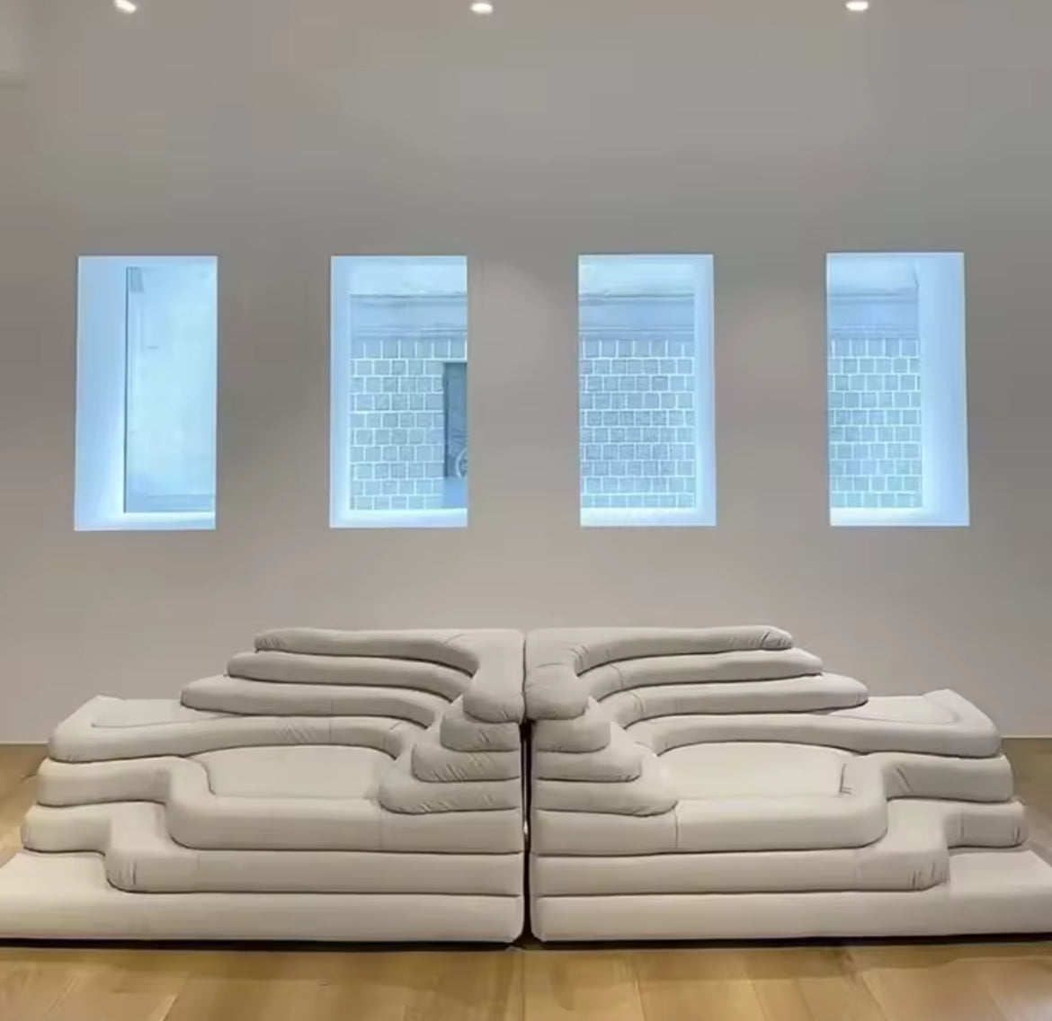 Retro Terraced Leather Modular Sofa