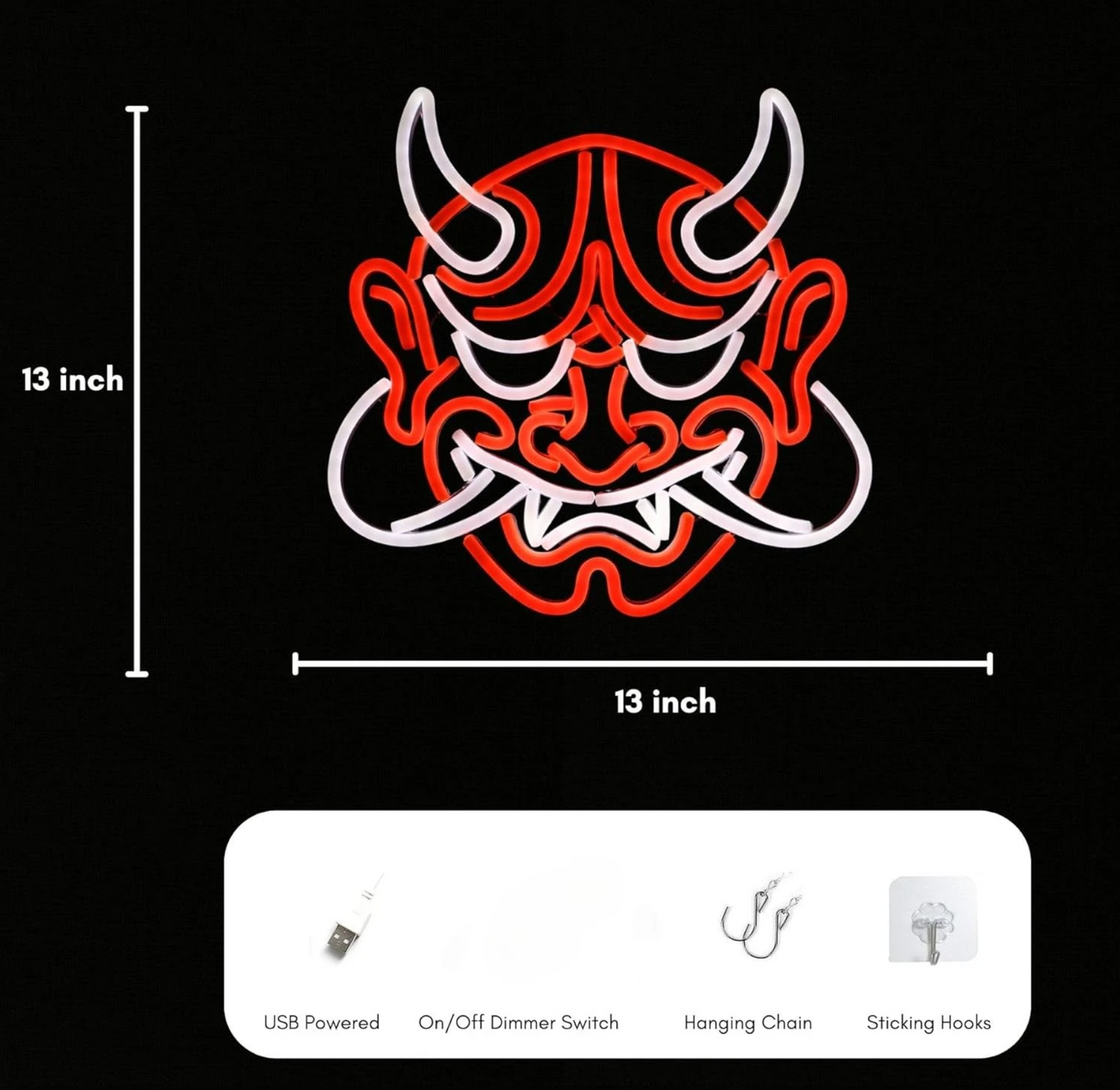 Neon Japanese Oni Mask