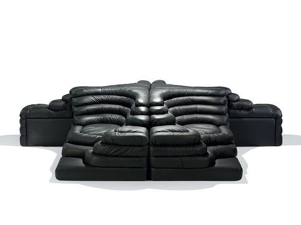 Retro Terraced Leather Modular Sofa