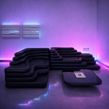 Retro Terraced Leather Modular Sofa