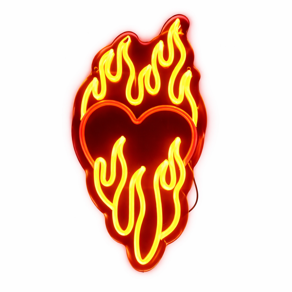 Neon Flaming Heart