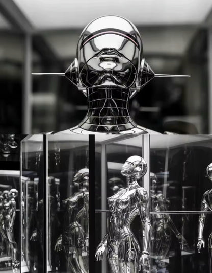Silver Modern Robot Sculpture – Futuristic LED