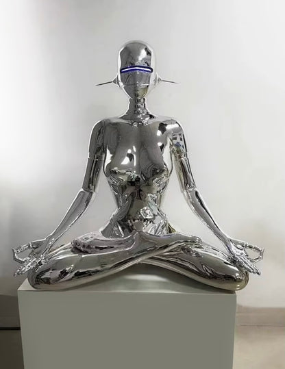 Silver Modern Robot Sculpture – Futuristic LED