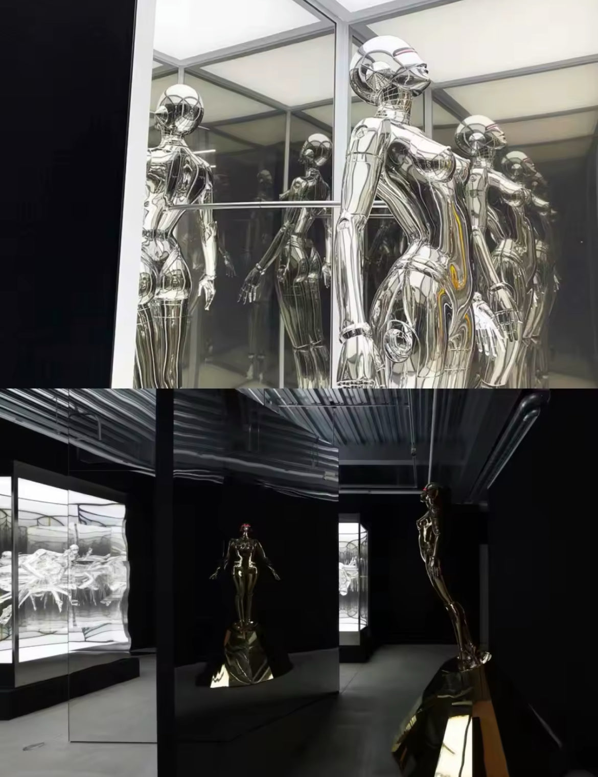 Silver Modern Robot Sculpture – Futuristic LED