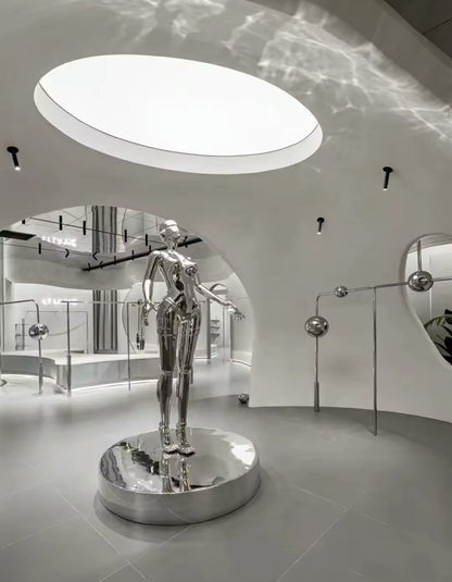 Silver Modern Robot Sculpture – Futuristic LED