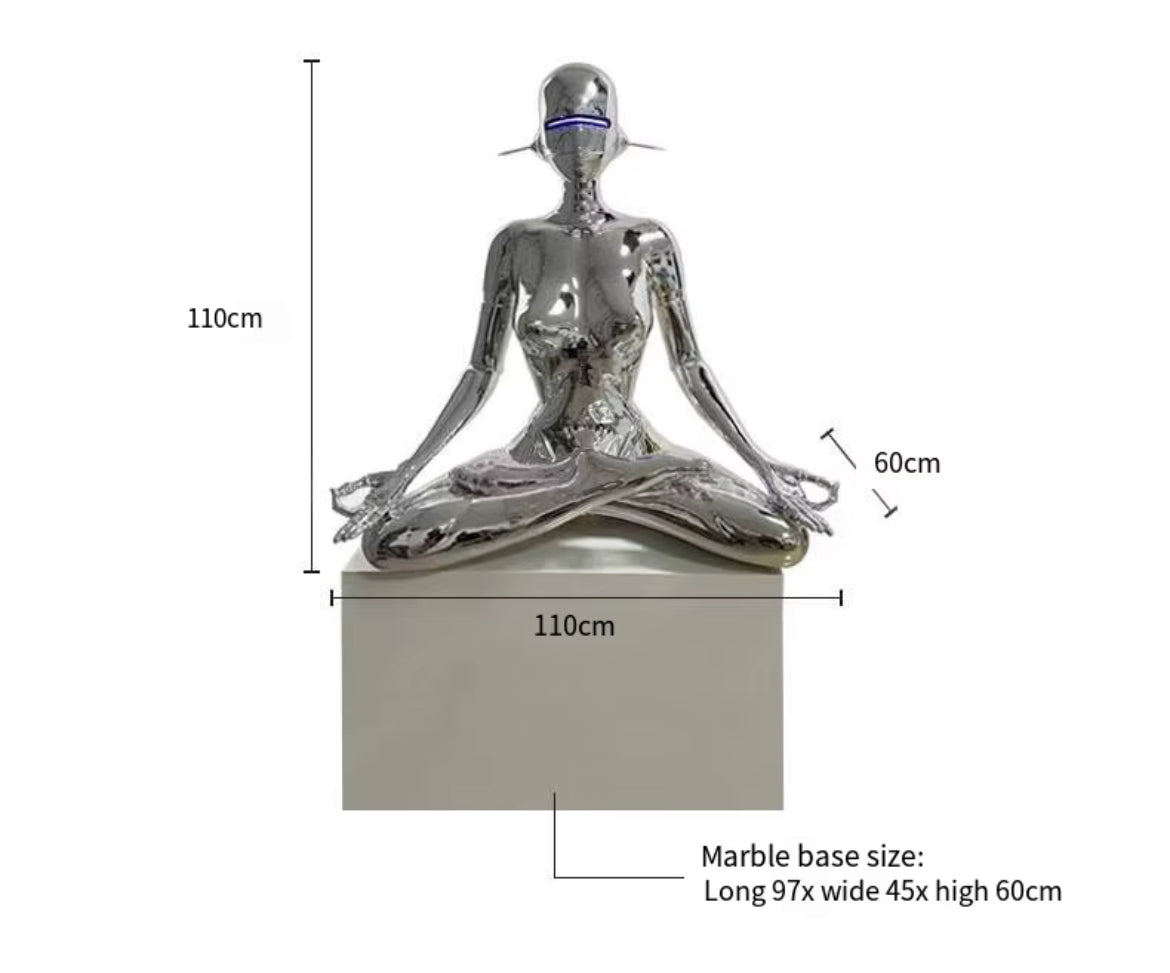 Silver Modern Robot Sculpture – Futuristic LED
