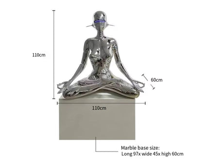 Silver Modern Robot Sculpture – Futuristic LED