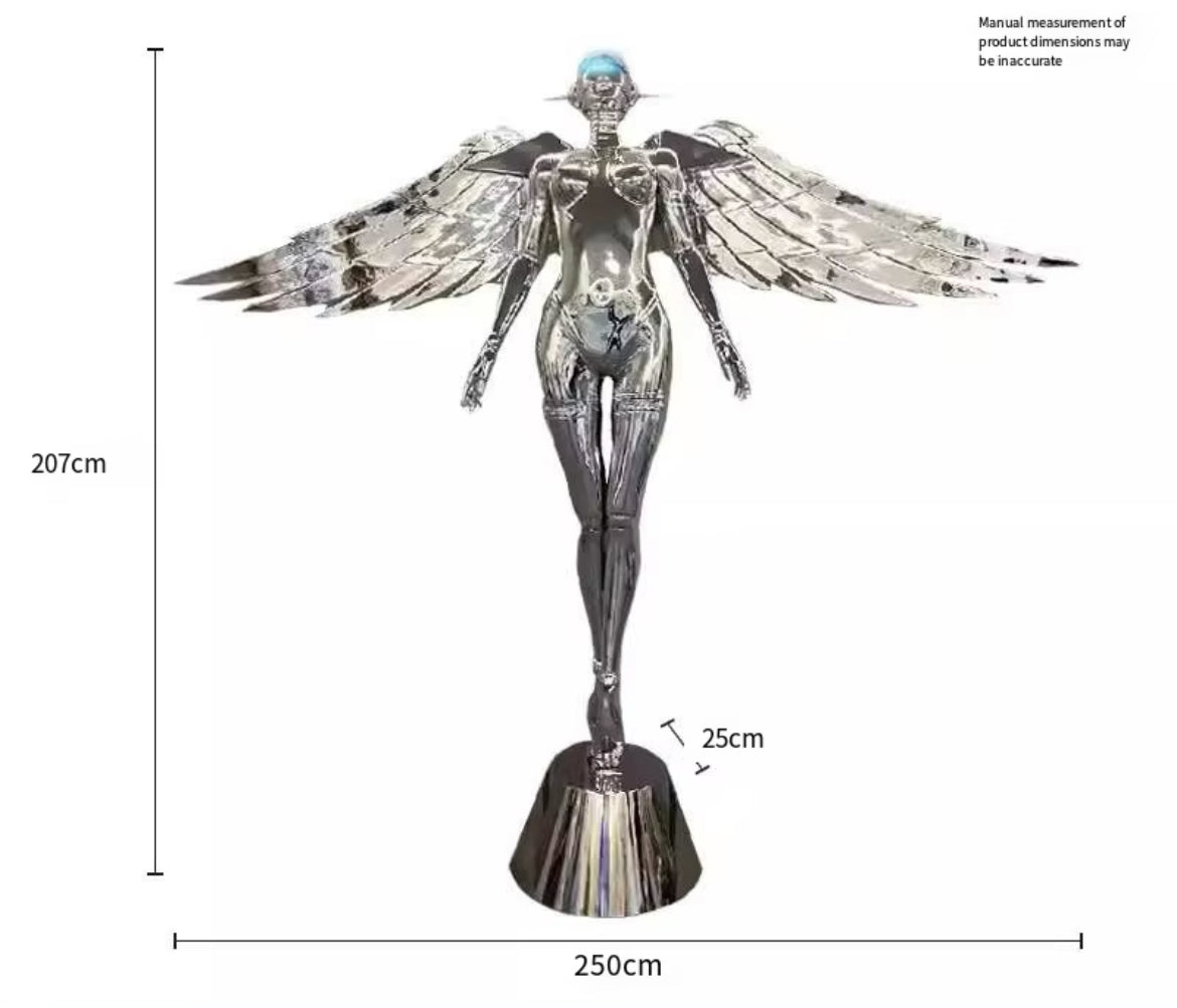 Silver Modern Robot Sculpture – Futuristic LED
