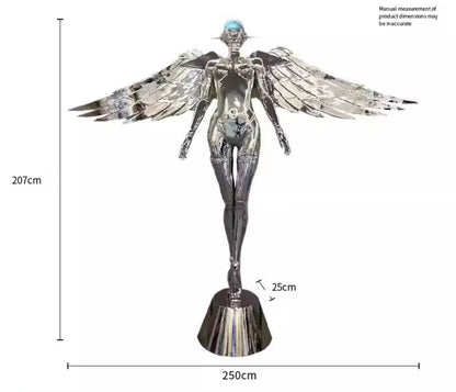 Silver Modern Robot Sculpture – Futuristic LED