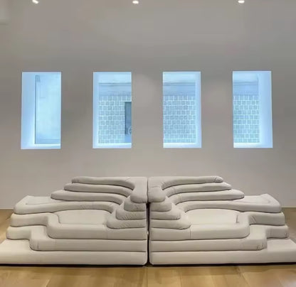 Retro Terraced Leather Modular Sofa