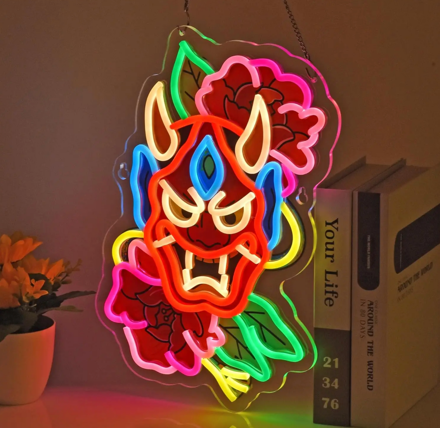 Neon Japanese Hannya Dragon