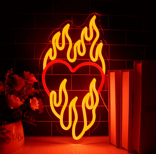 Neon Flaming Heart