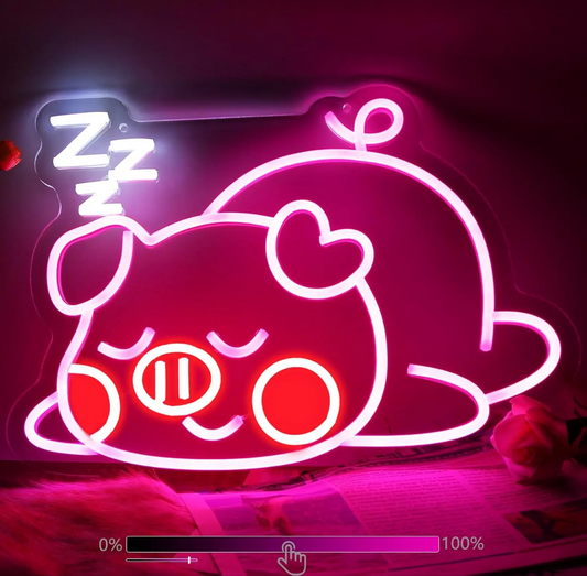 Neon Pink Pig Sign