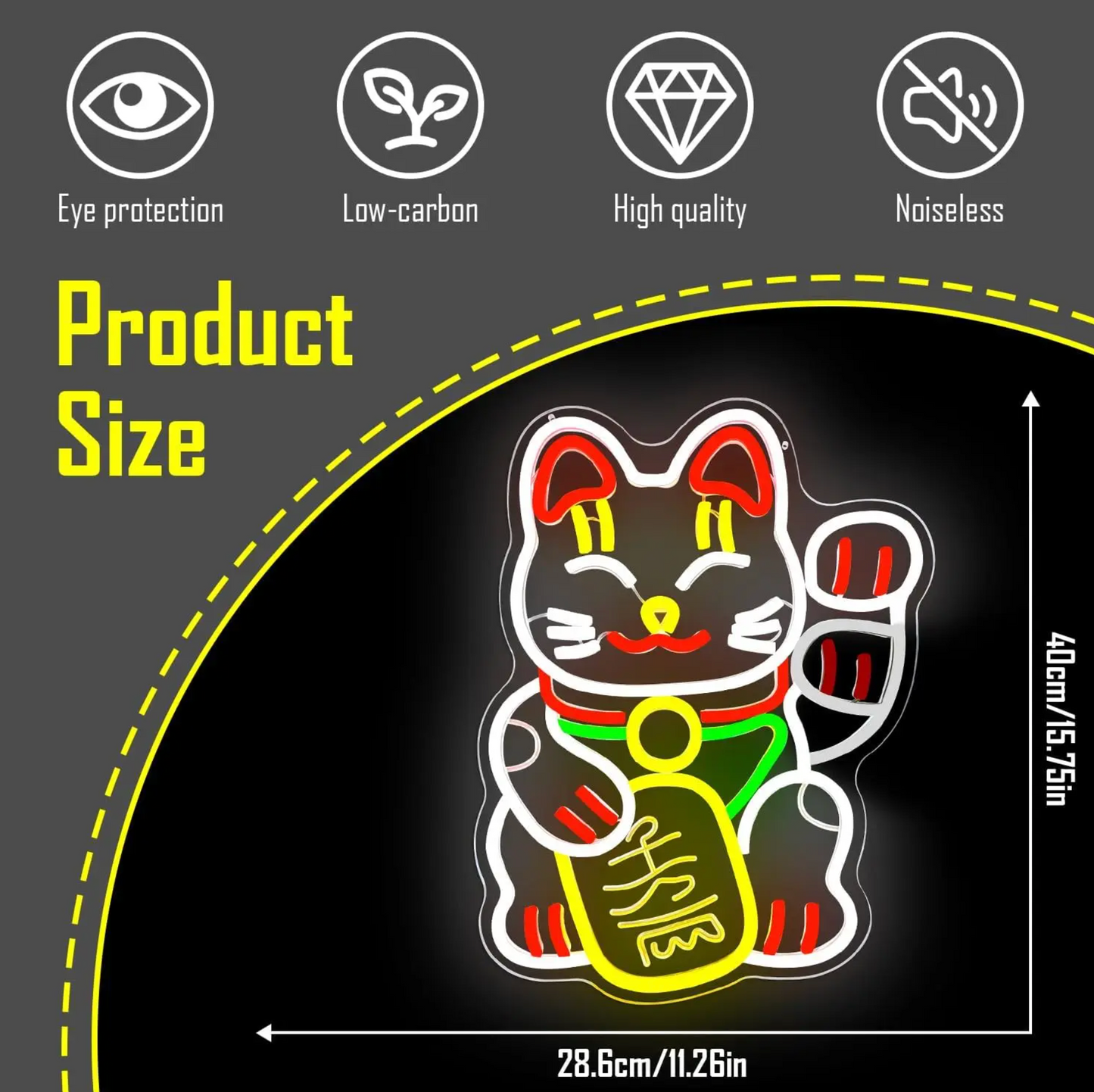 Waving Lucky Cat Neon