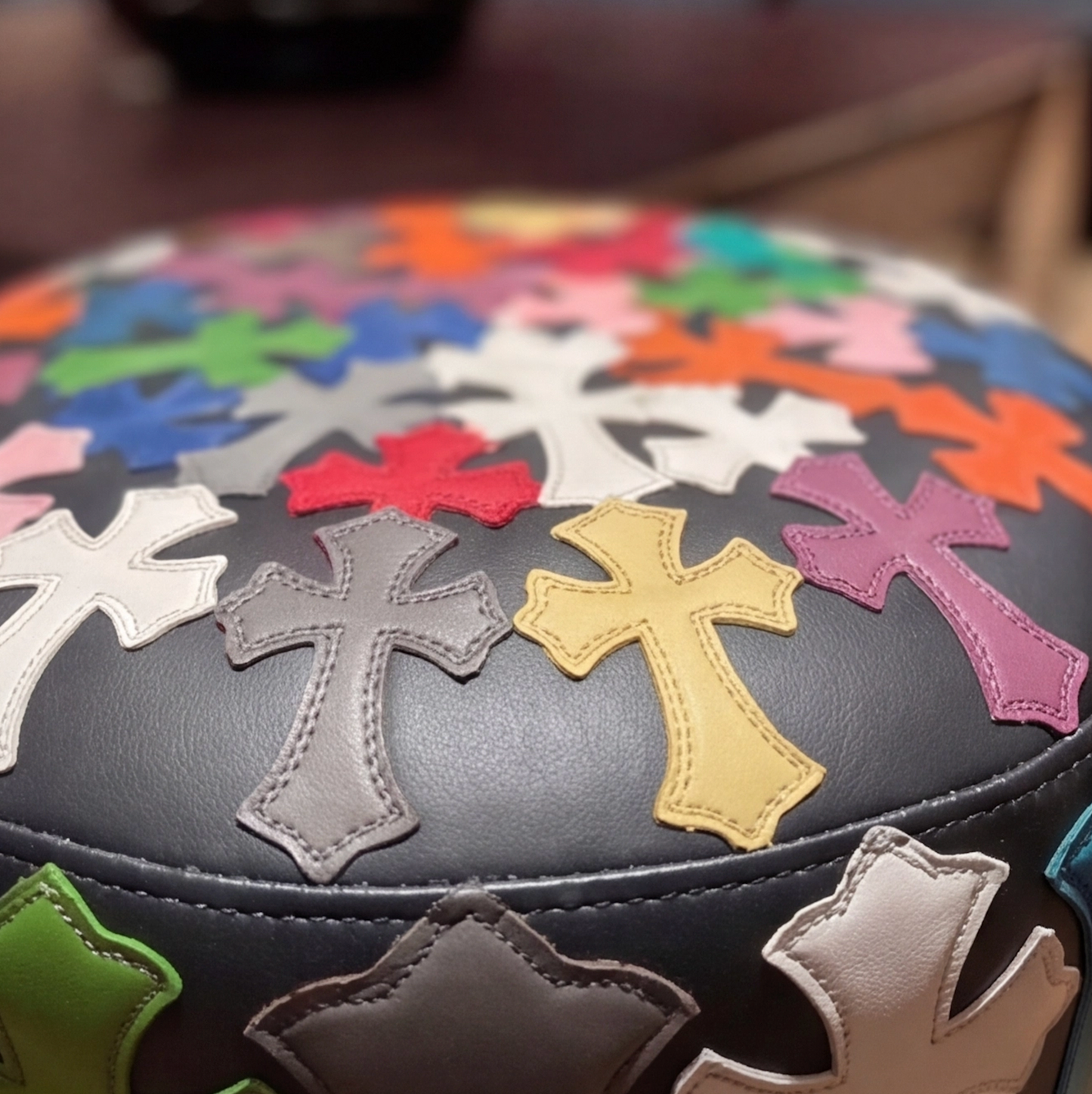 Cross Leather Stool