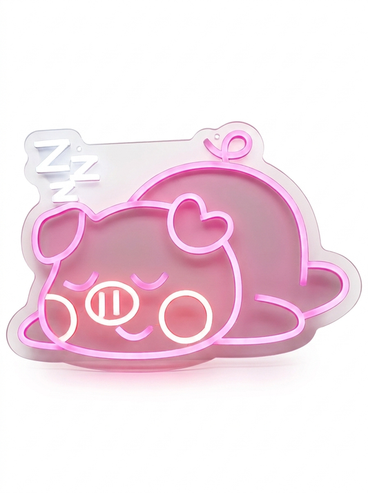 Neon Pink Pig Sign