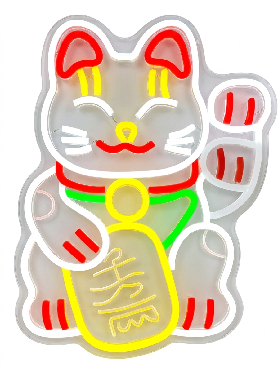 Waving Lucky Cat Neon